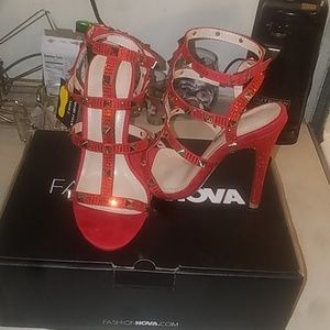 Fashion Nova "Addiction" red spiked heels